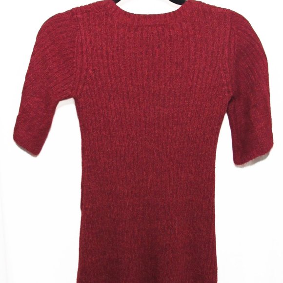 Fall Feels in This Sweet Petite Sweater Dress! Dark Red, Short Sleeve, Size SP - Picture 6 of 8